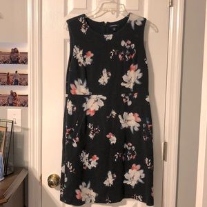 Land’s End Dress - Black, with White and Pink Flowers - Women’s 12 Petite
